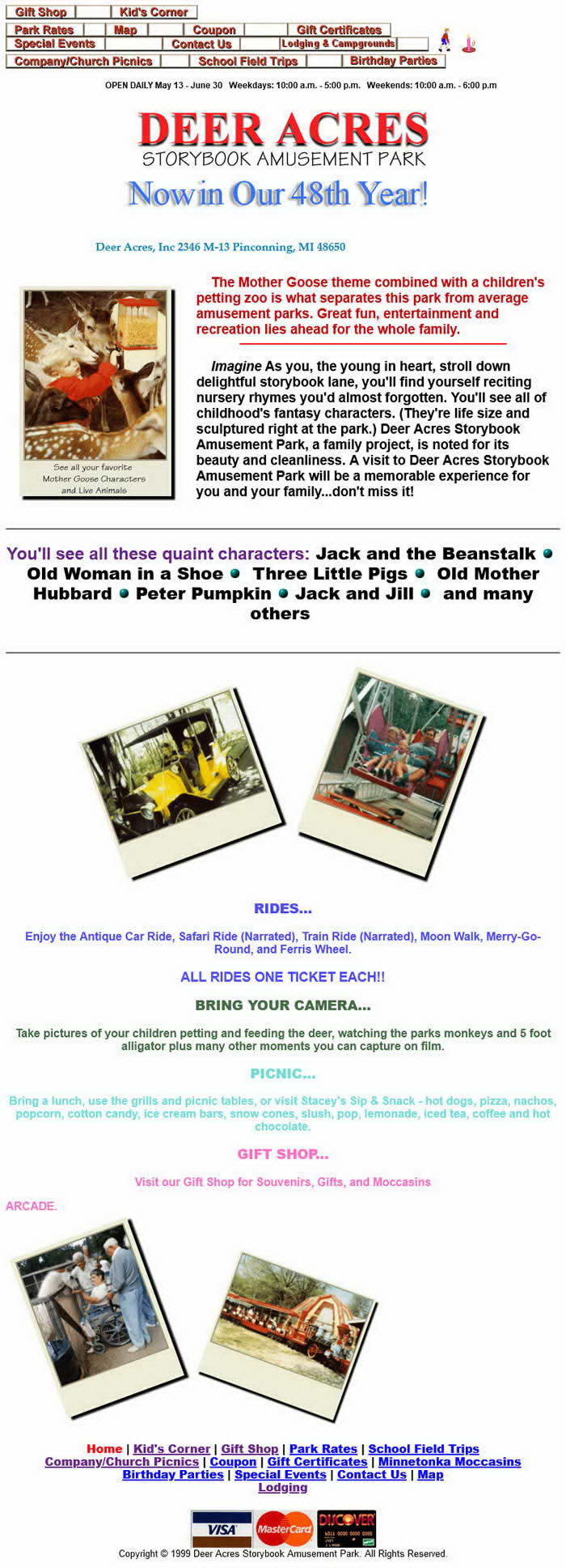 Deer Acres Storybook Amusement Park - Screen Cap Of 2005 Home Page (newer photo)